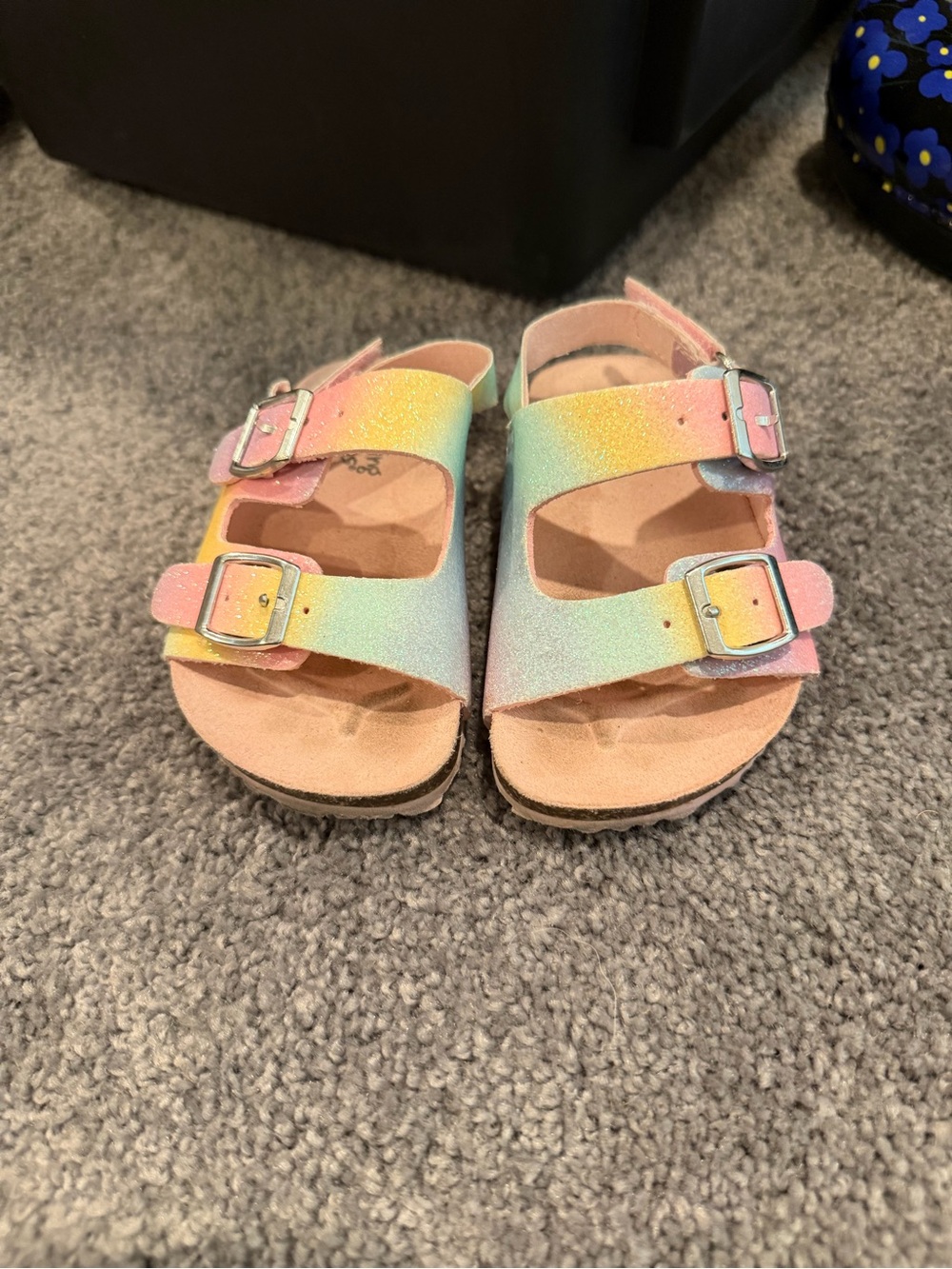 jumping beans Pastel Rainbow Glitter Double-Buckle Sandals